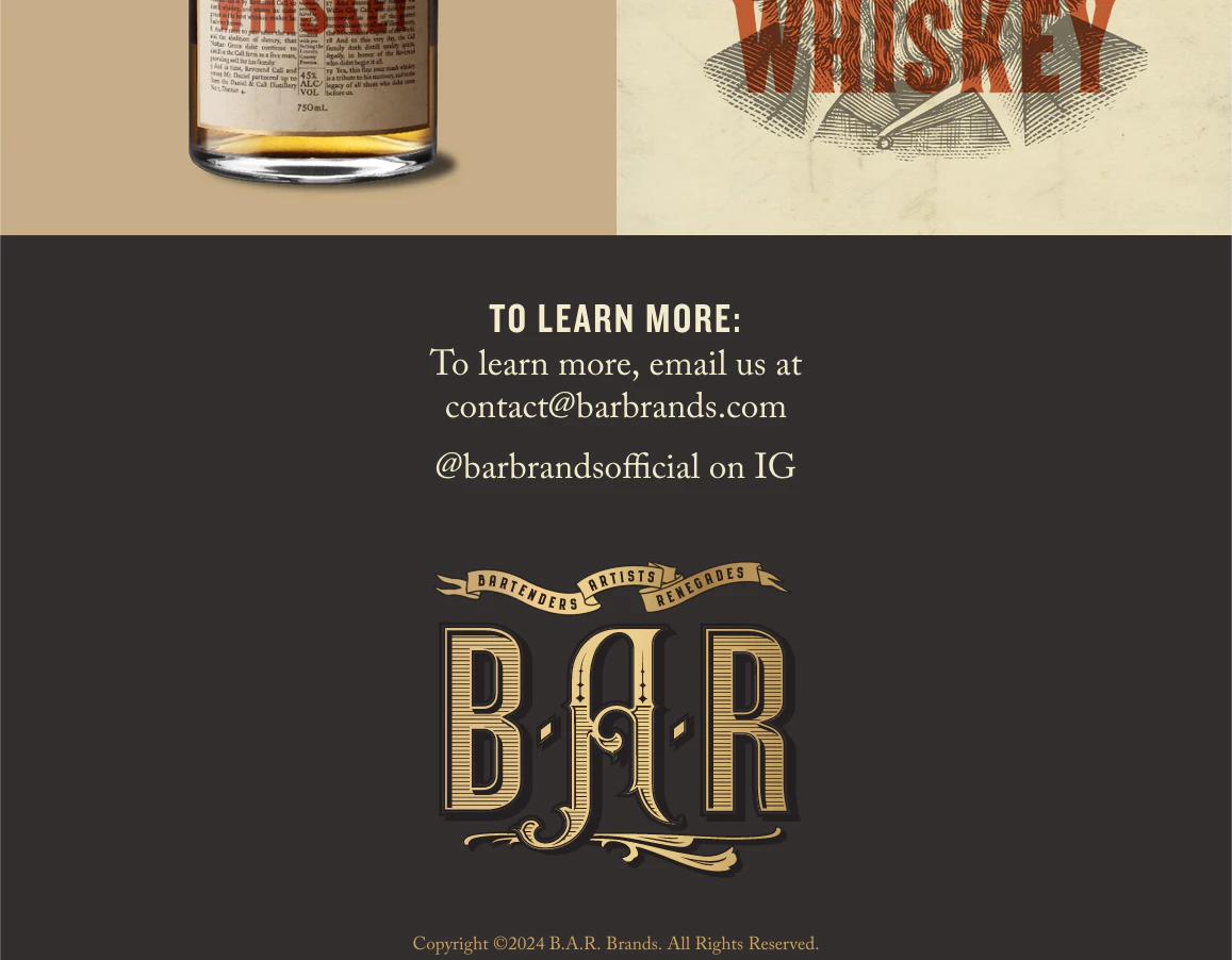 screen capture of Bar Brands website