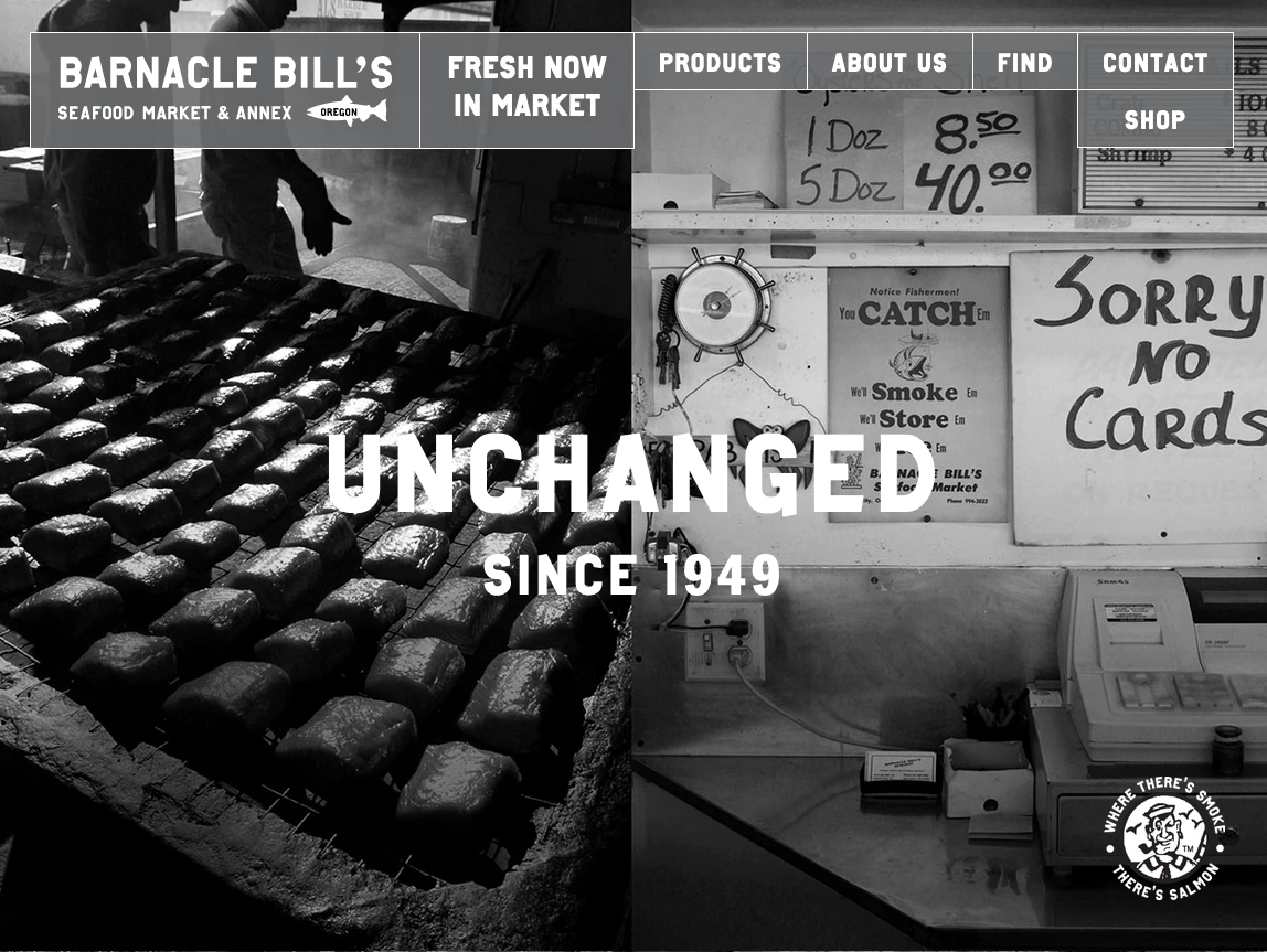 Barnacle Bills Seafood Market website screen cap