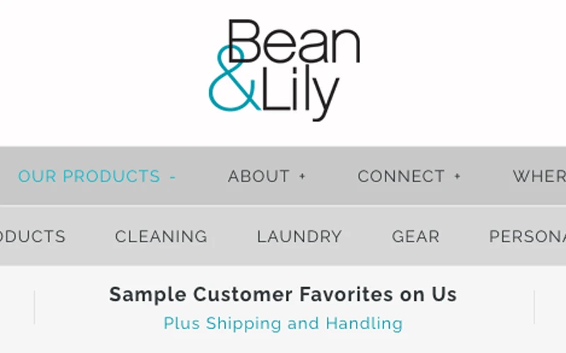 cropped image of Bean &amp; Lily website