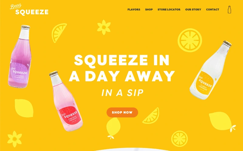 cropped image of Beas Squeeze website