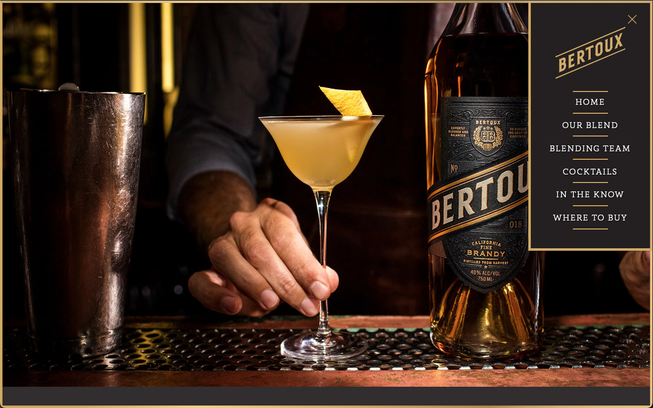 screen capture of Bertoux Brandy website front page