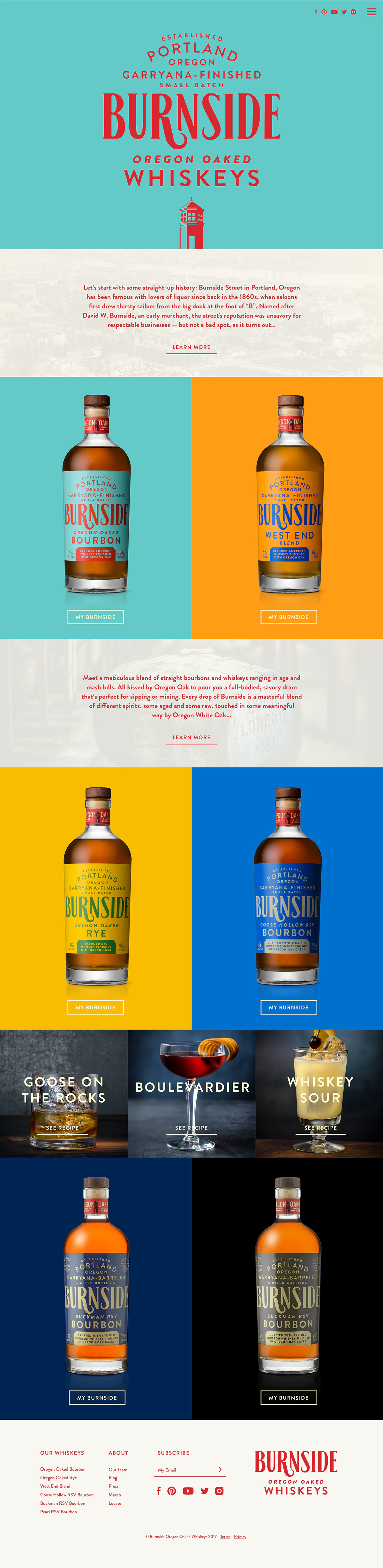 screen capture of Burnside Whiskey website