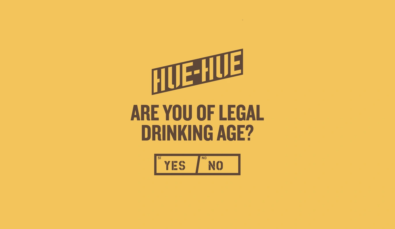 screen capture of Hue Hue Coffee Rum website age gate