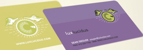 photo of front and back of Lux Lucidus business cards