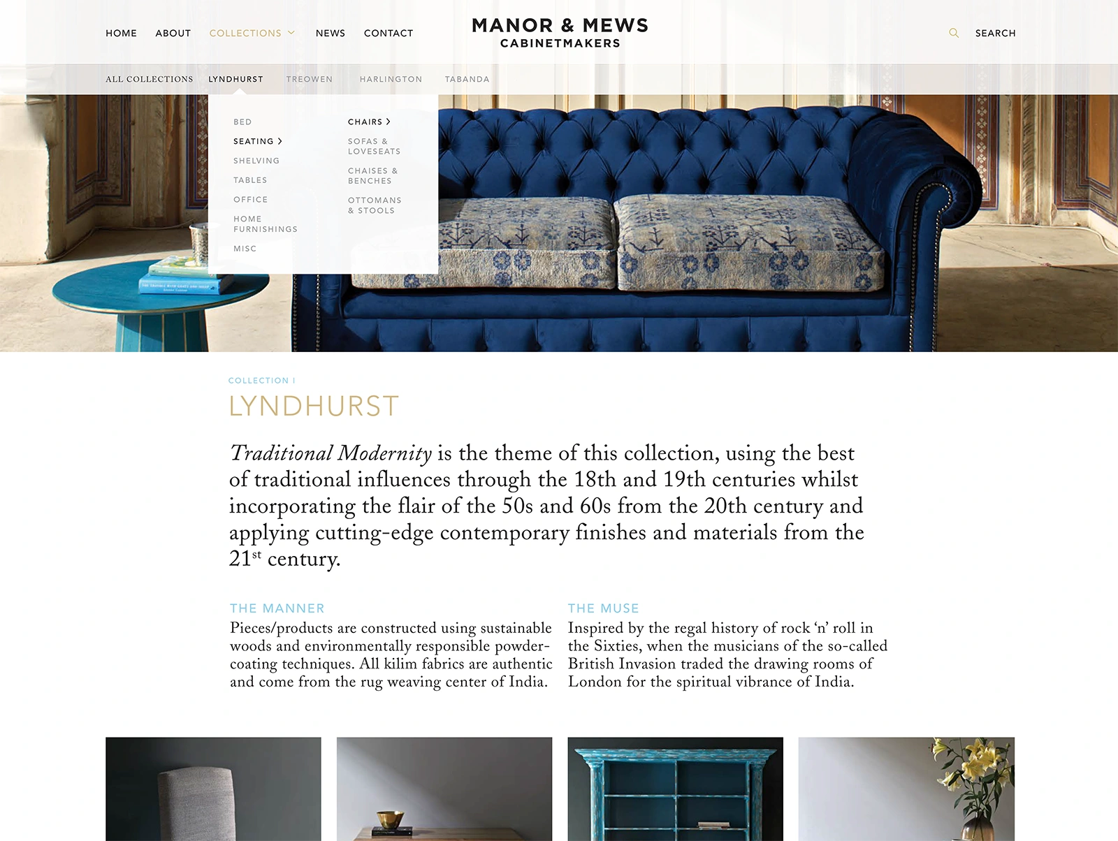 screen capture of Manor Mews website