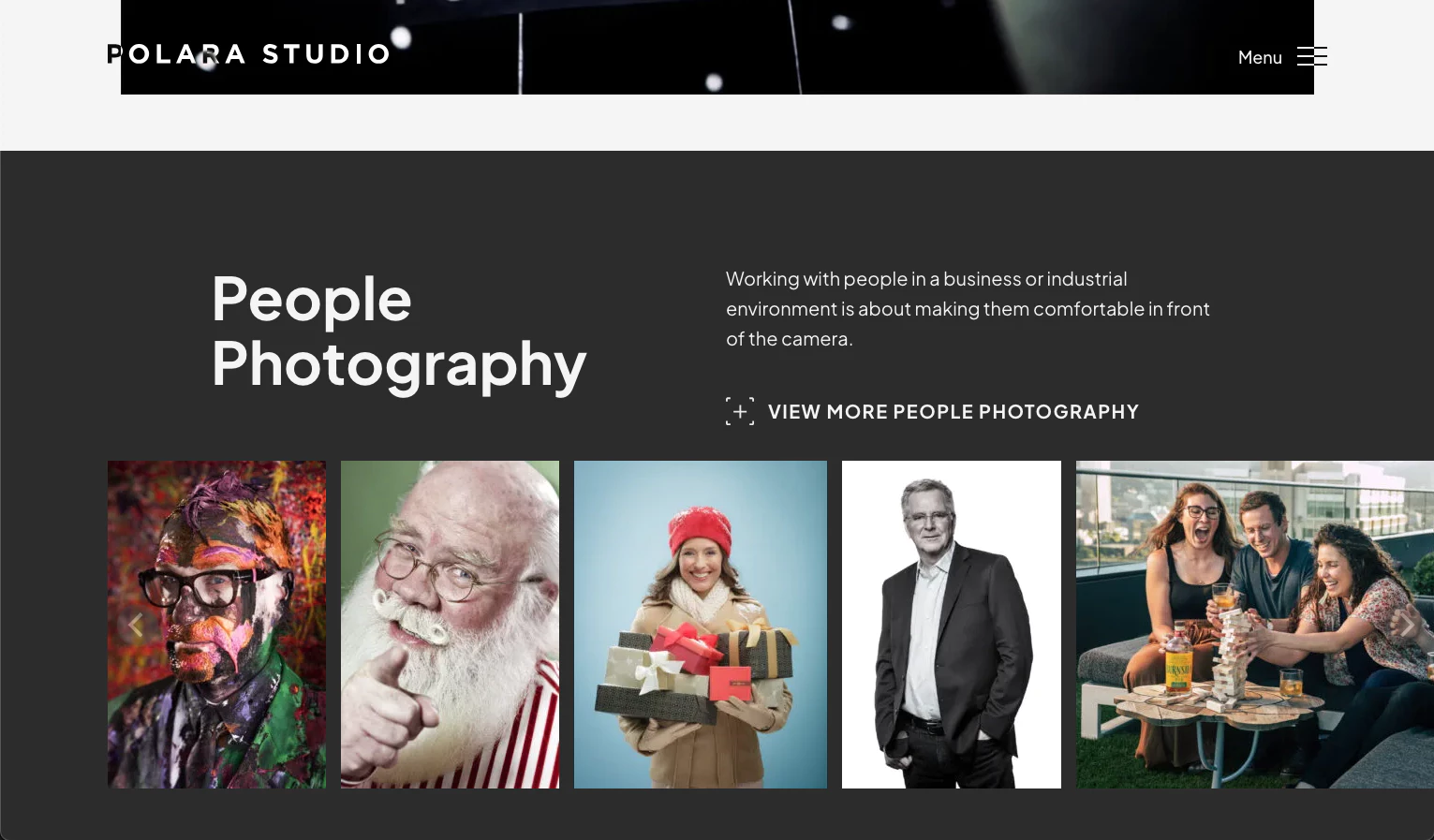 screen capture of Polara Studio website