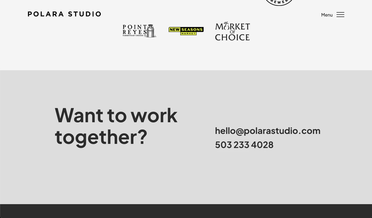 screen capture of Polara Studio website