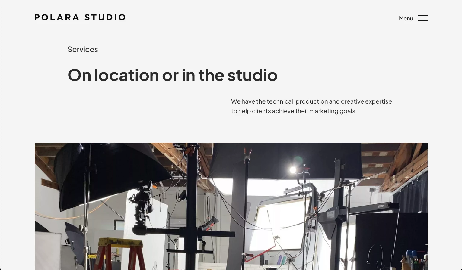 screen capture of Polara Studio website