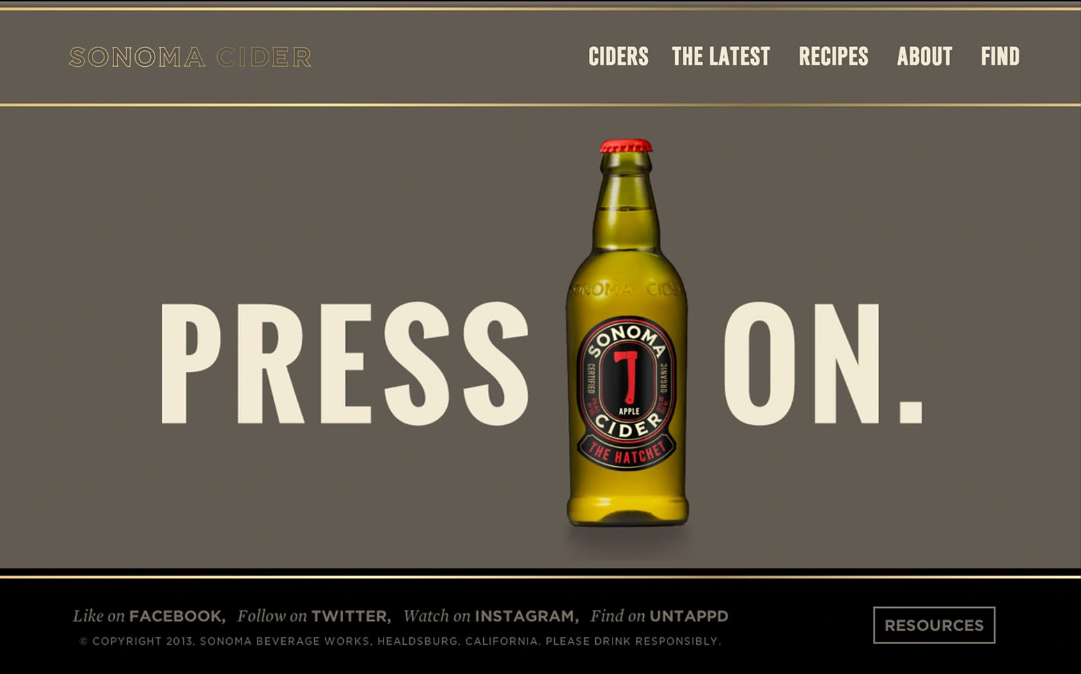 screen capture of Sonoma Cider website