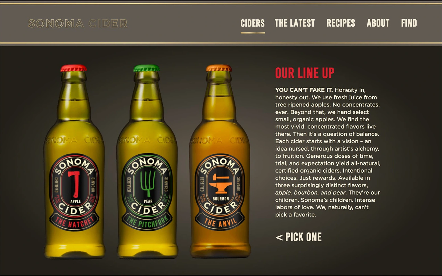 screen capture of Sonoma Cider website