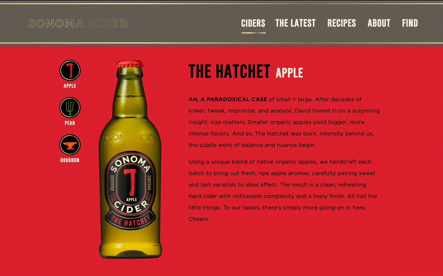 screen capture of Sonoma Cider website