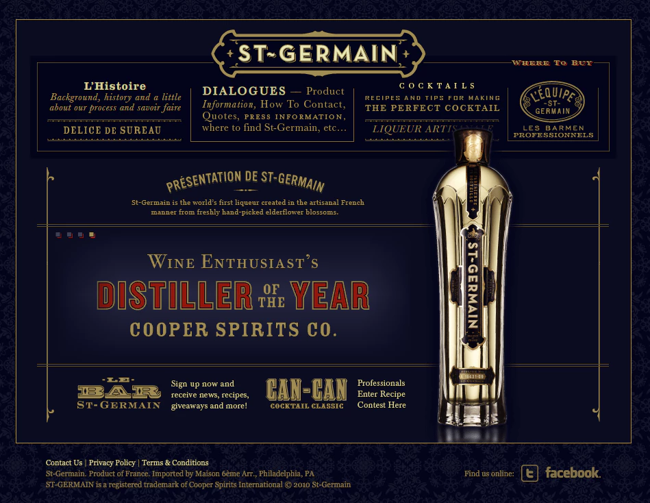 screen capture of St-Germain website