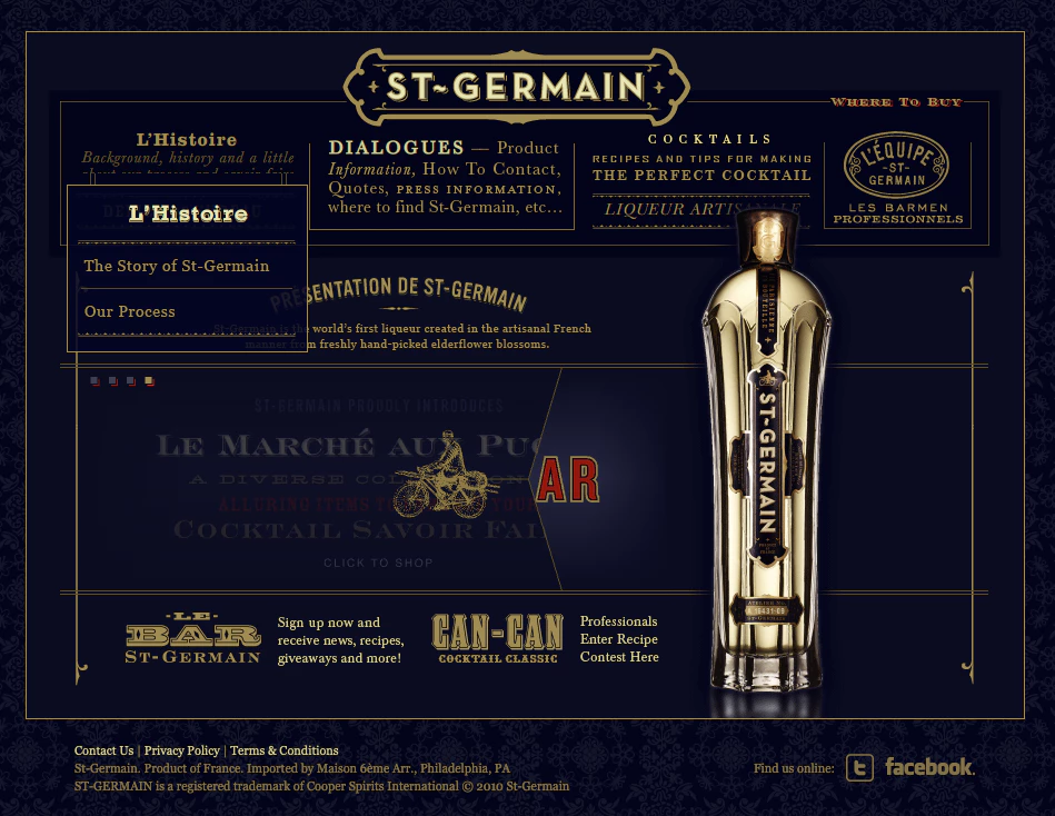 screen capture of St-Germain website