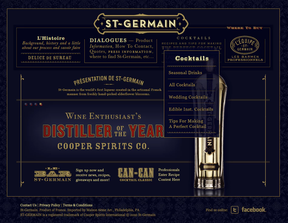 screen capture of St-Germain website