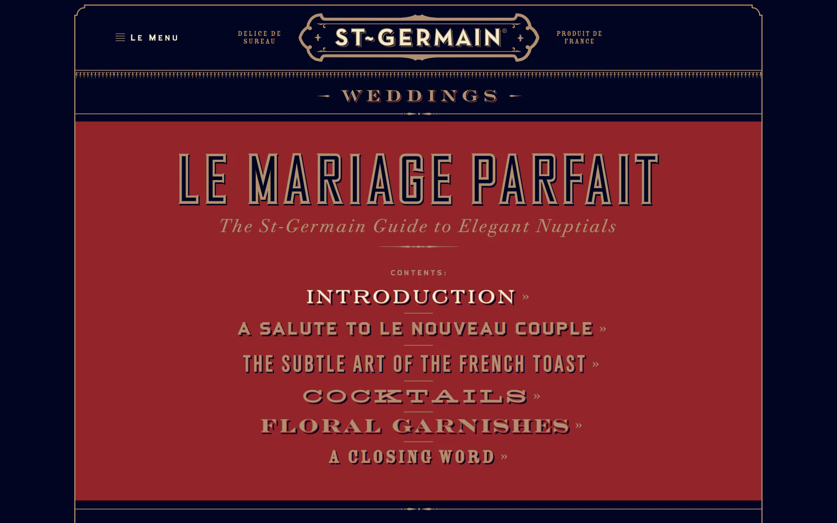 screen capture of St-Germain website - weddings