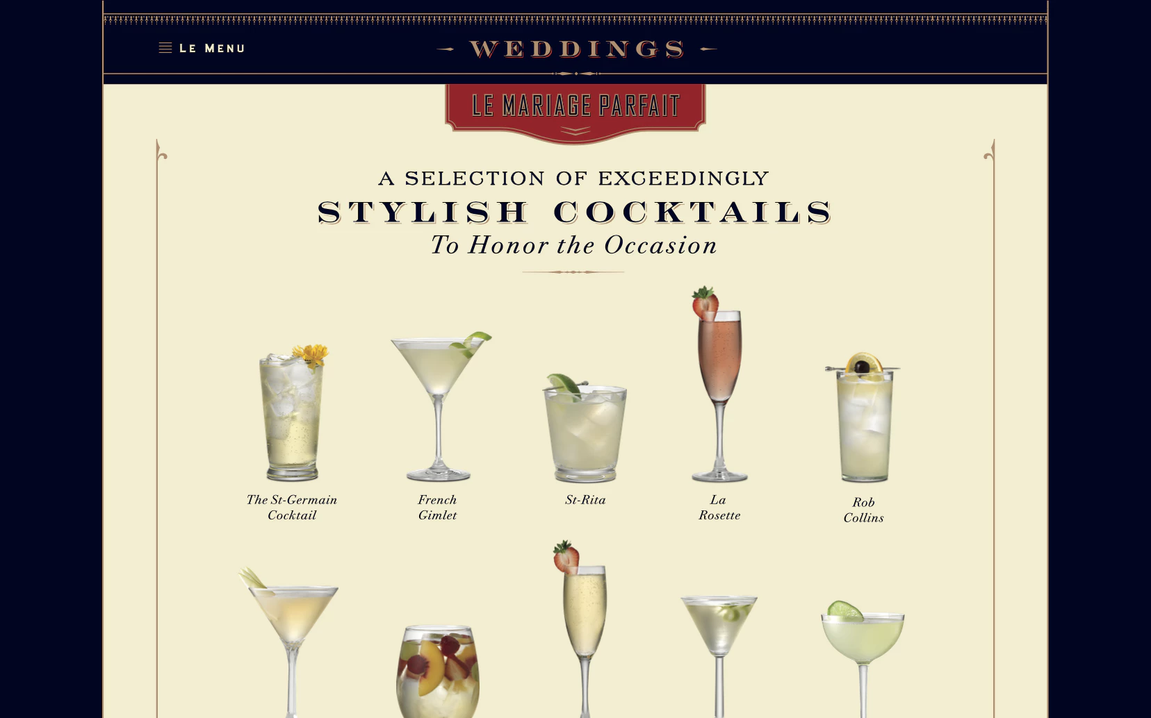 screen capture of St-Germain website - weddings